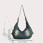 Stonewashed denim handbag with soft finish