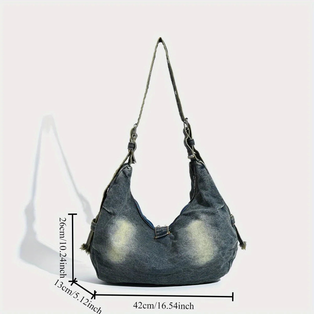 Stonewashed denim handbag with soft finish