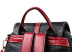 Contrast-strap leather backpack