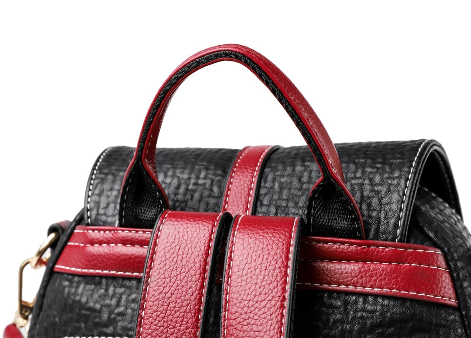 Contrast-strap leather backpack