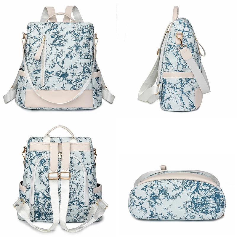 Women’s anti-theft leather knapsack