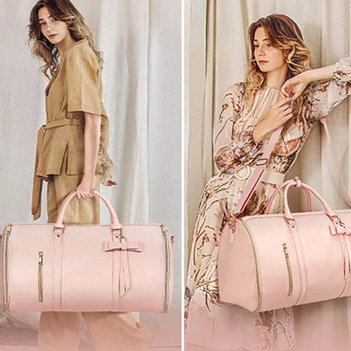 Large capacity travel leather duffle bag