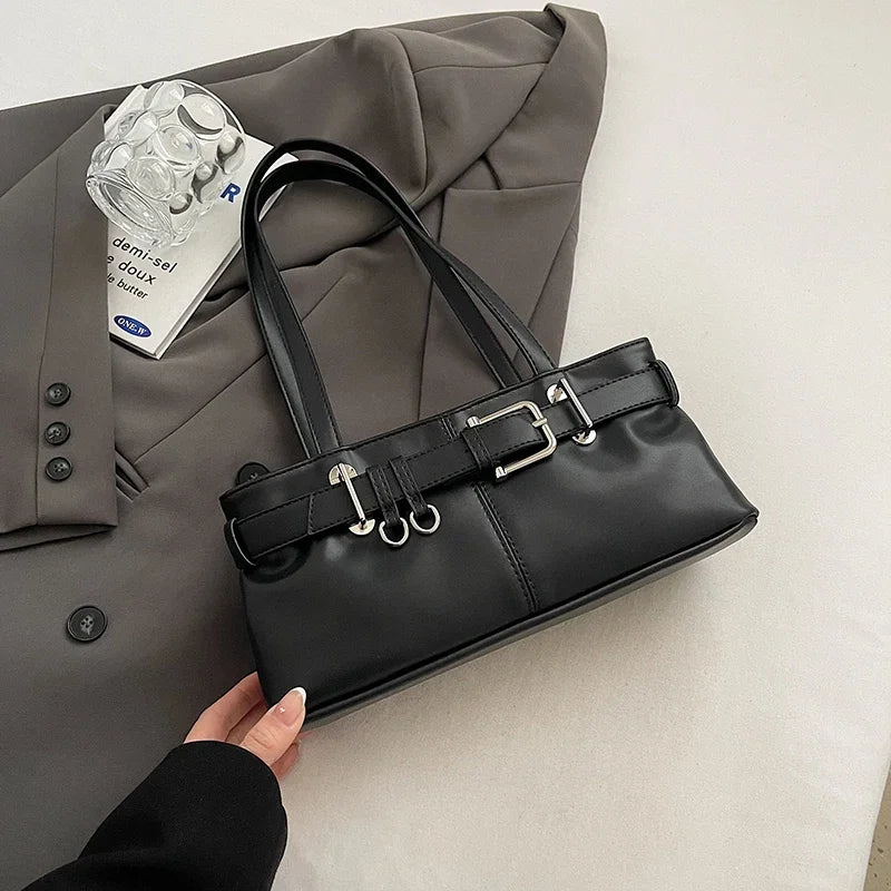 Soft-touch leather shoulder bag