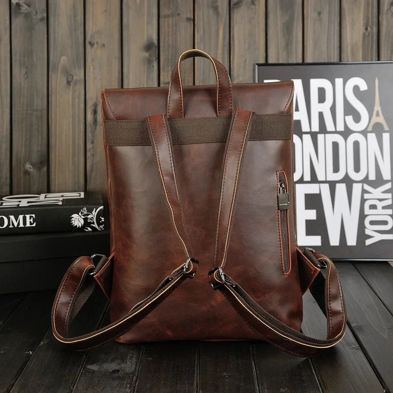Retro men's  leather backpack