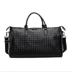 Zip-top leather overnight duffle bag