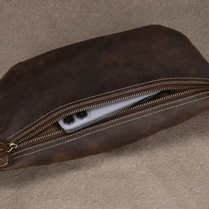 Compact leather fanny pack