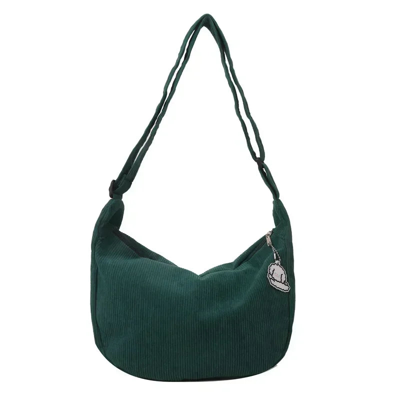 Corduroy handbag with adjustable shoulder strap