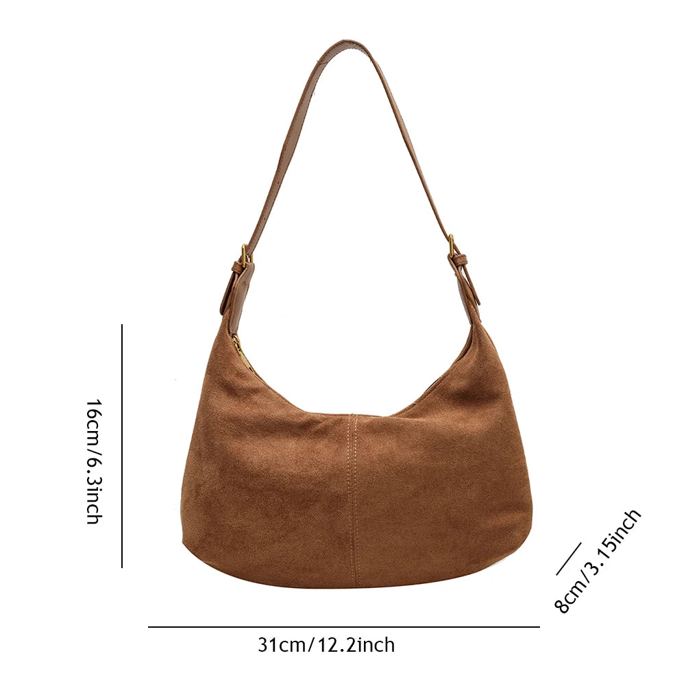 Vintage suede hobo shoulder handbag