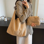 Chic suede slouch shoulder bag