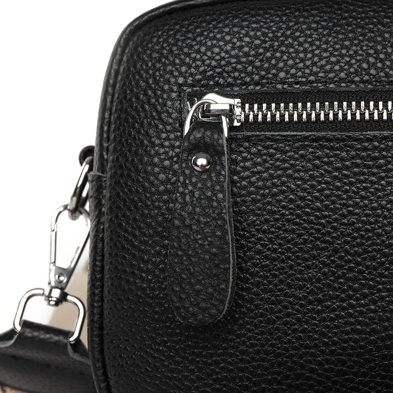 Textured leather crossbody bag