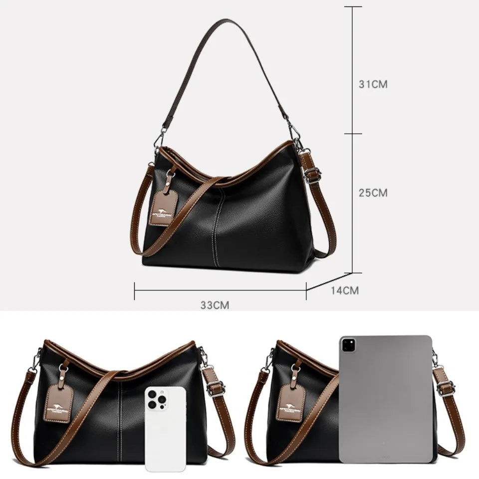 Leather handbag for work, shopping, or travel