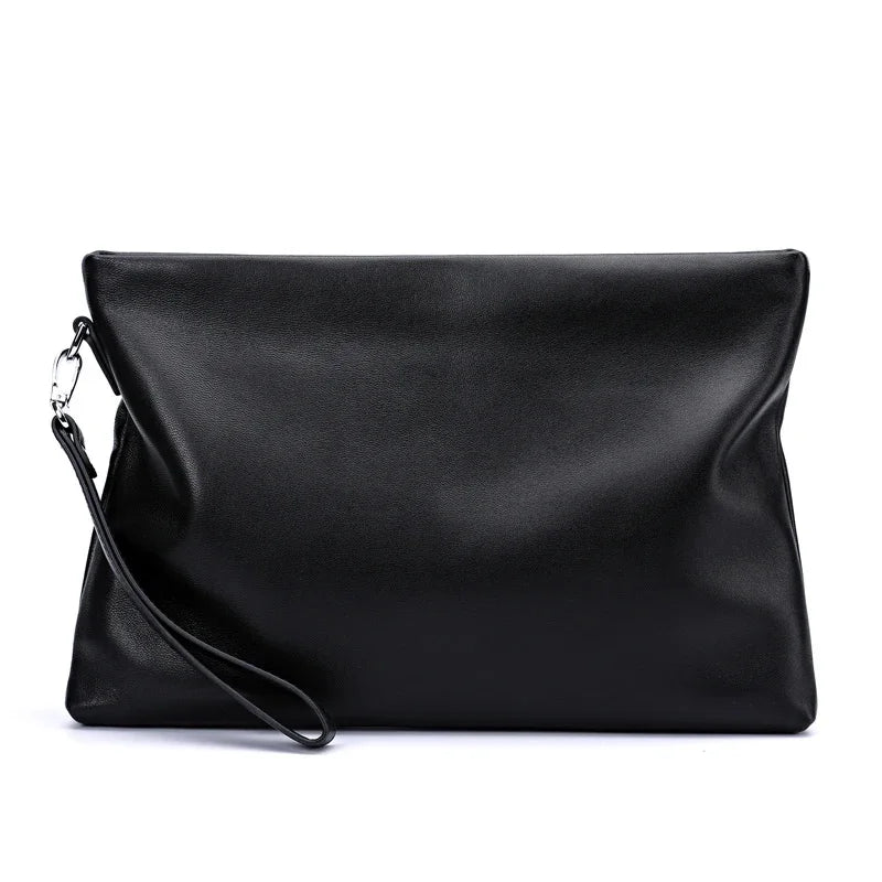 Leather clutch with wrist strap