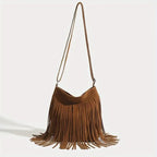 Classic suede shoulder bag with soft silhouette