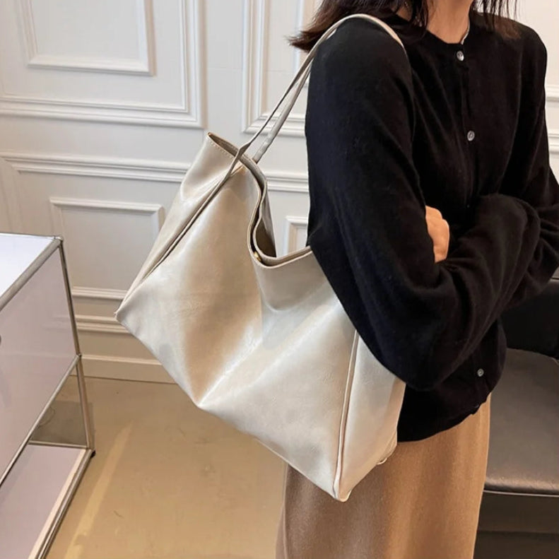 Sleek leather tote bag for women