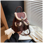 Suede backpack with front pockets