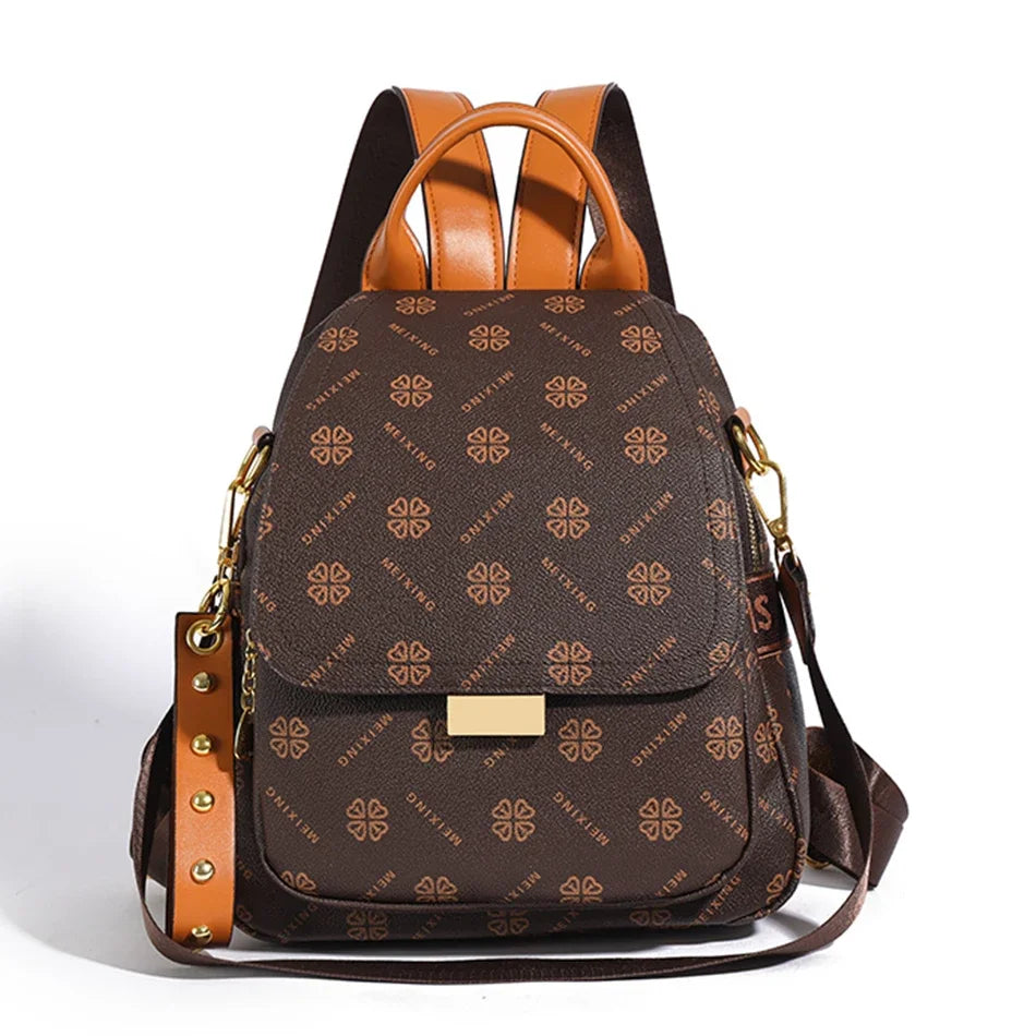Designer-style leather knapsack