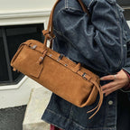Rectangular suede handbag