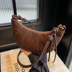 Crescent suede hobo bag