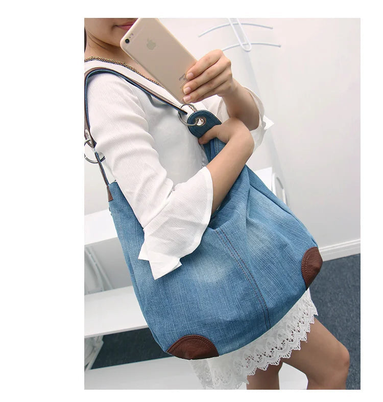 Casual denim slouch bag