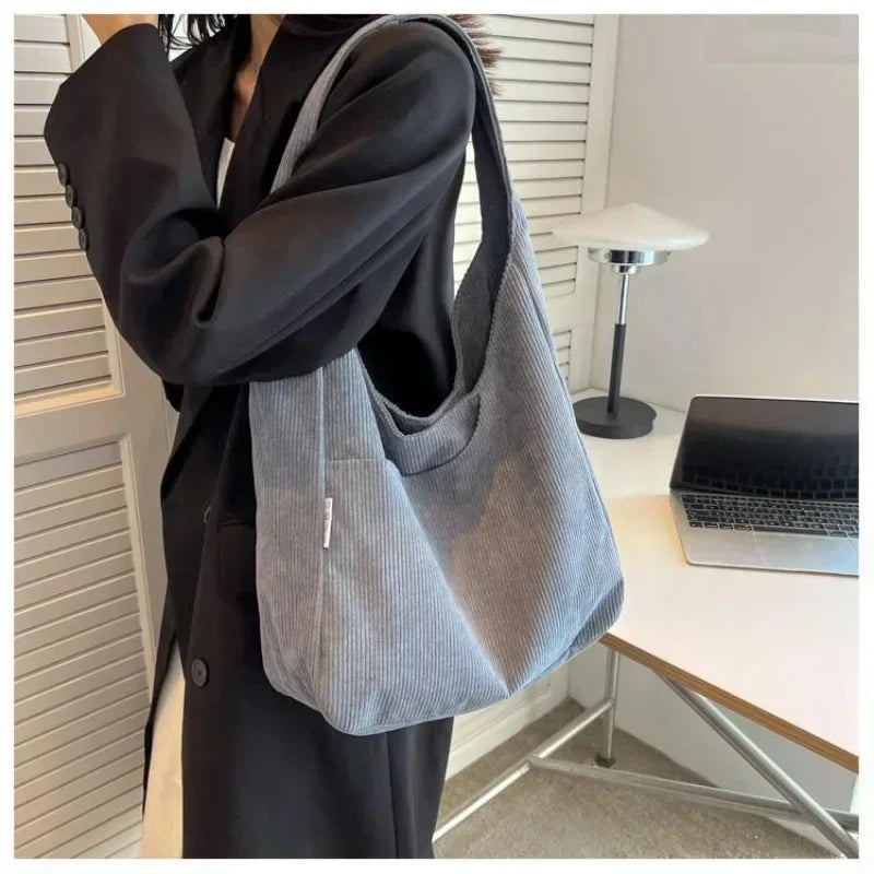 Women’s casual corduroy shoulder tote bag