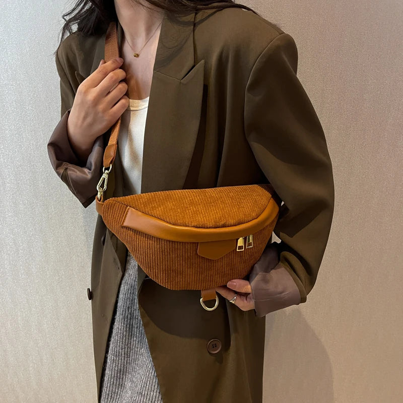 Adjustable corduroy bum bag