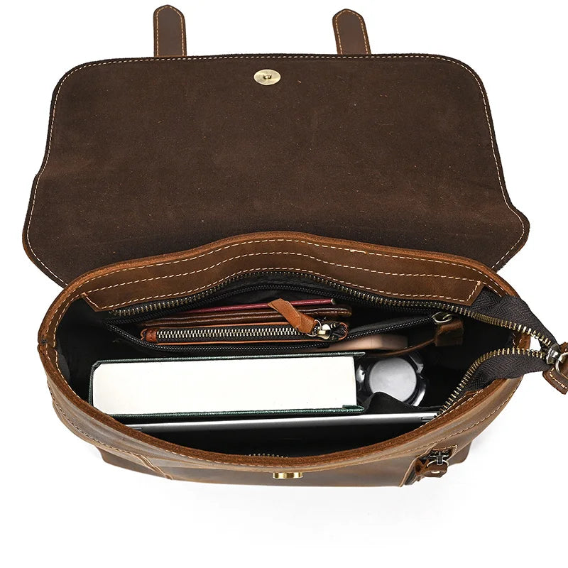 Structured leather rucksack backpack