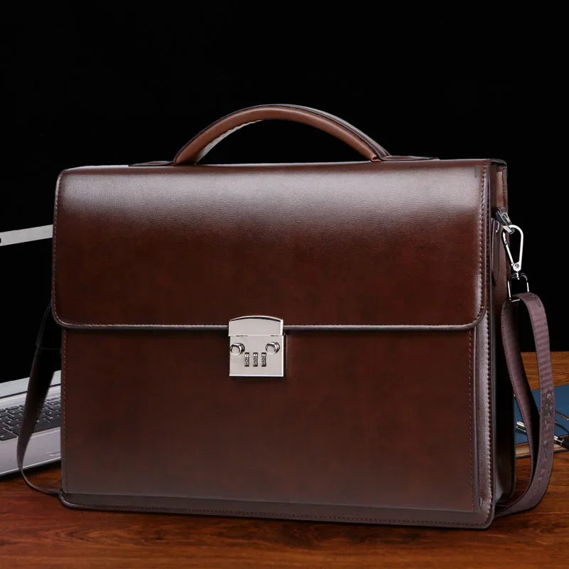 Men's leather briefcase bag