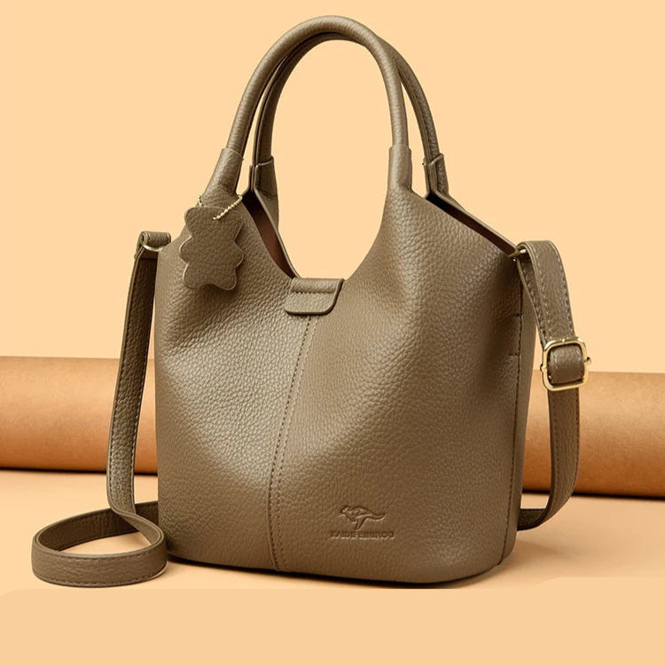 Leather shoulder handbag