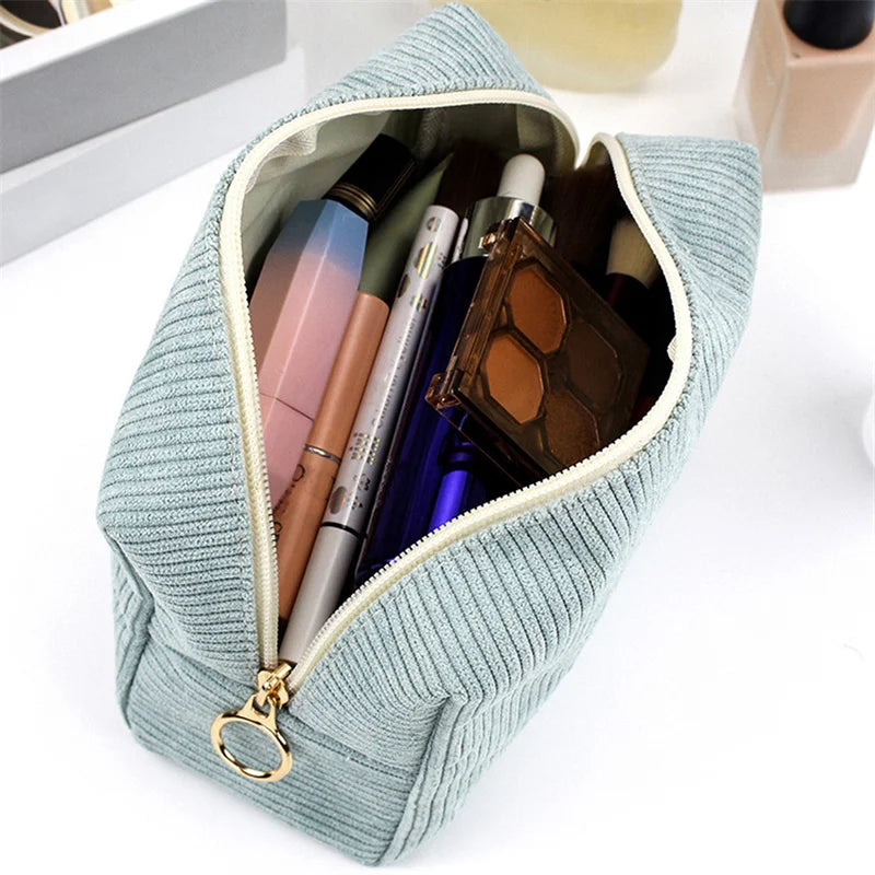 Corduroy cosmetic bag