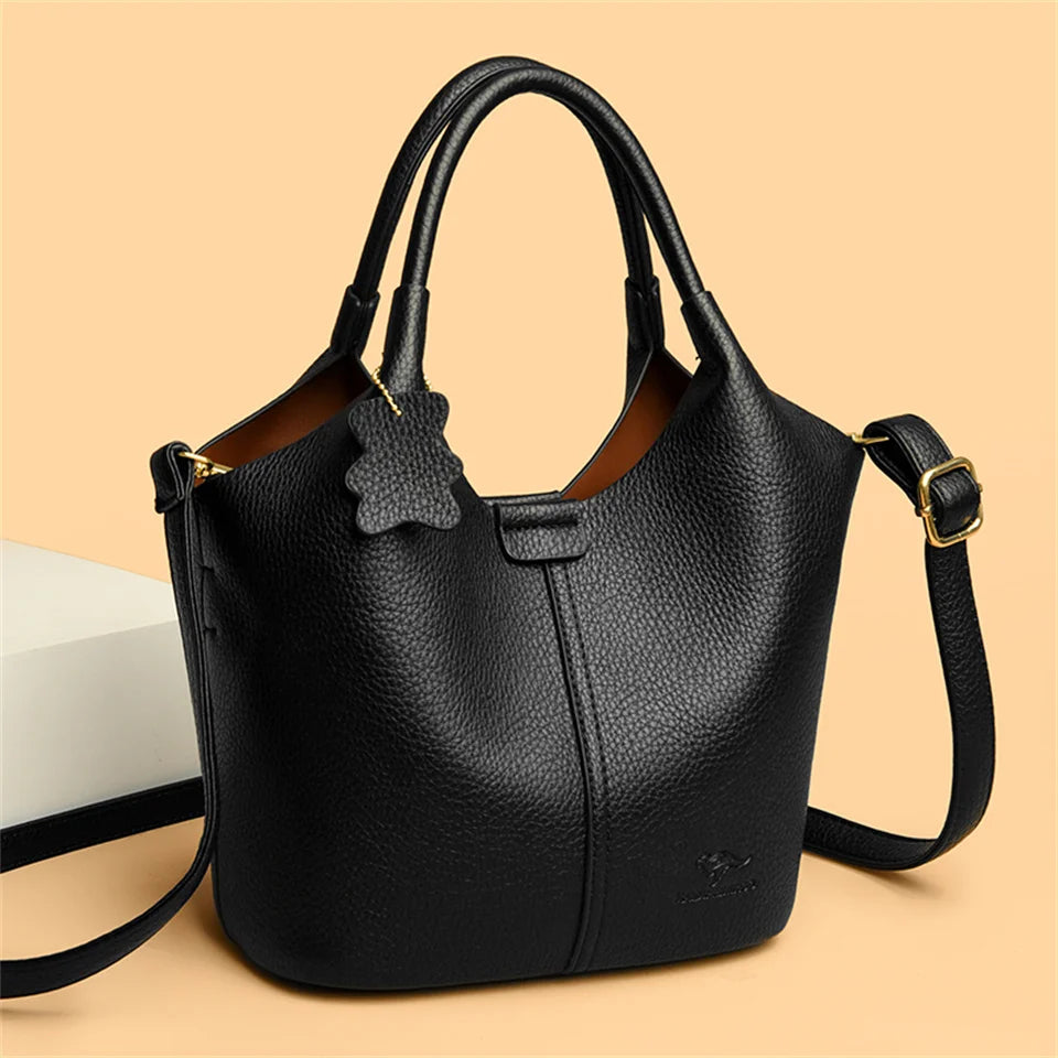 Leather shoulder handbag