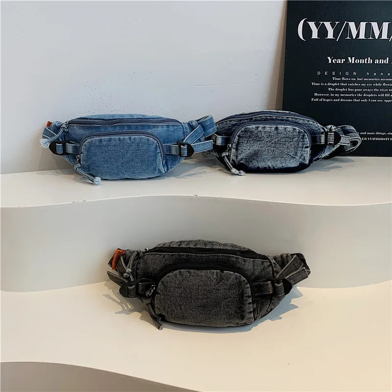 Denim waist bag