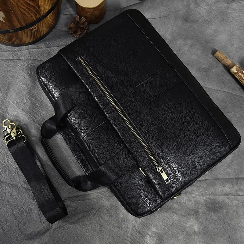 Structured leather laptop case