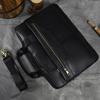 Structured leather laptop case