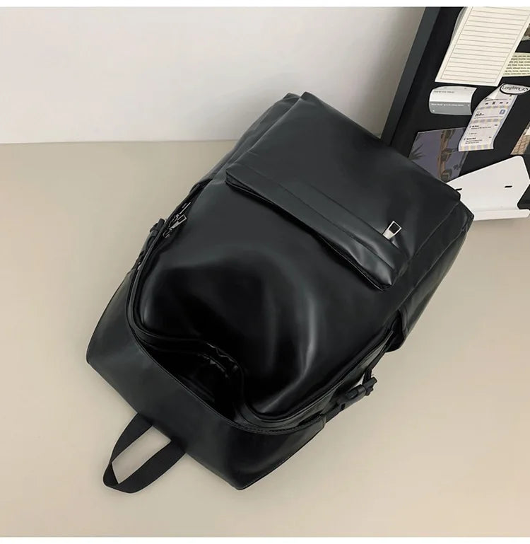 Functional leather backpack