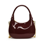 Women shiny leather hobo bag