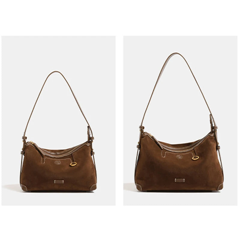Sleek suede handbag for travel and errands