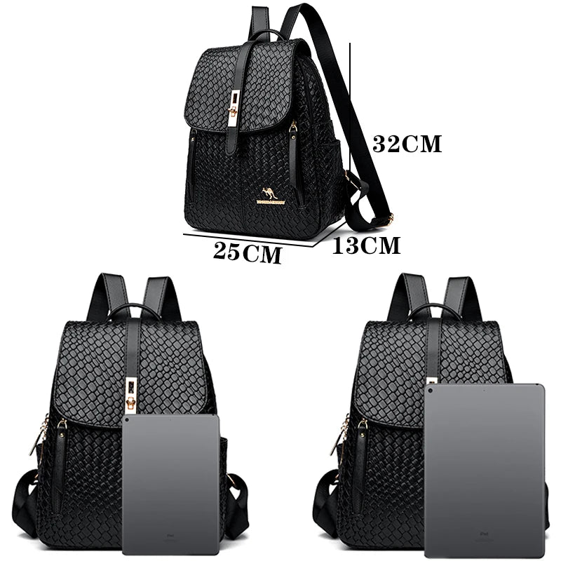Everyday black leather backpack