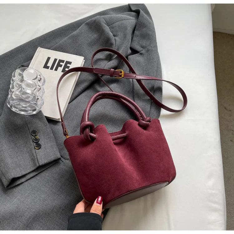 Everyday suede handbag with strap
