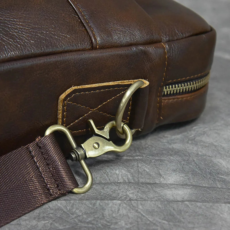 Structured leather laptop case