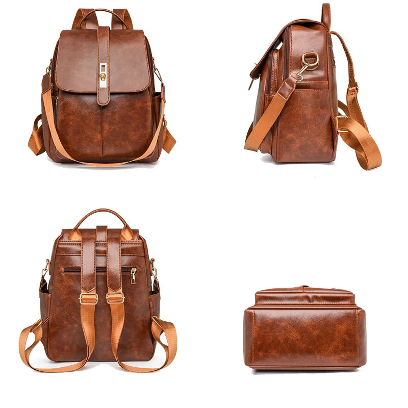 Leather flap satchel