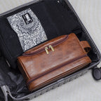 Classic leather toiletry bag for men