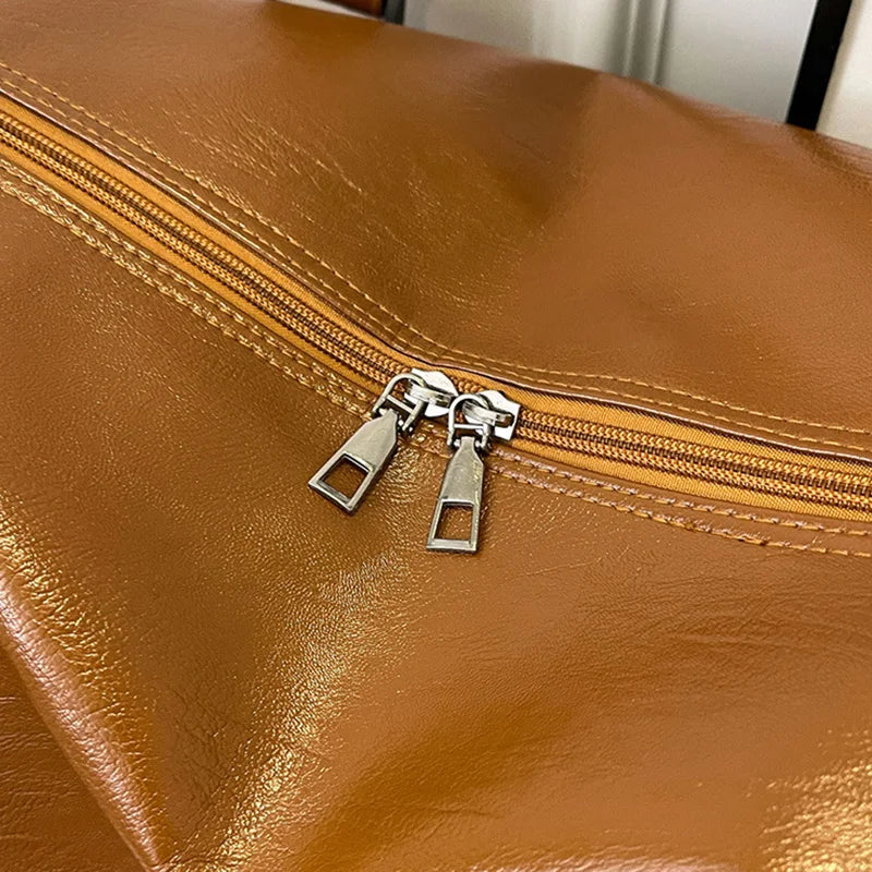 Retro-style leather weekender duffle bag
