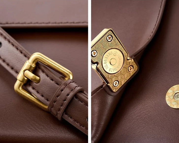 Retro style leather crossbody bag