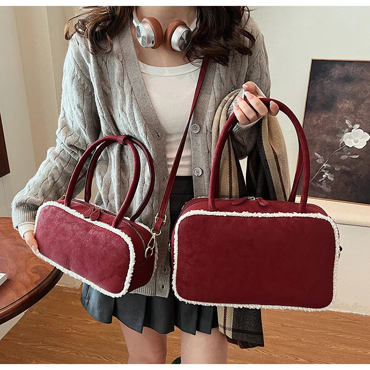 Elegant suede handbag with vintage charm