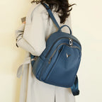 Smooth leather backpack with top handle