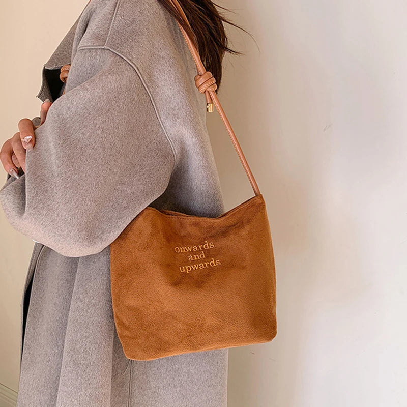 Casual suede shoulder bag for city walks