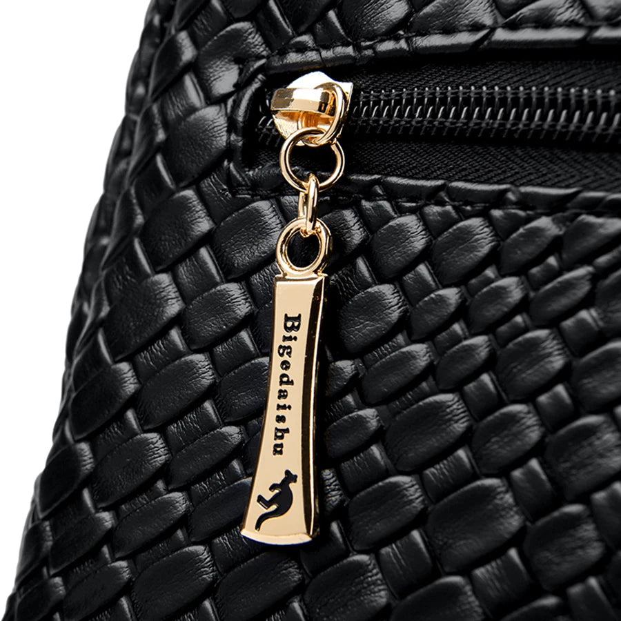 Everyday black leather backpack
