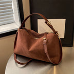 Suede shoulder handbag