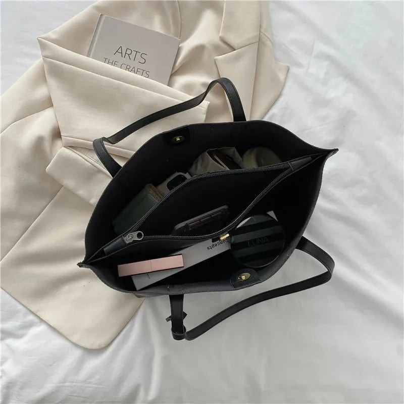 Trendy soft leather tote bag