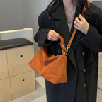 Everyday suede shoulder purse with secure zipper